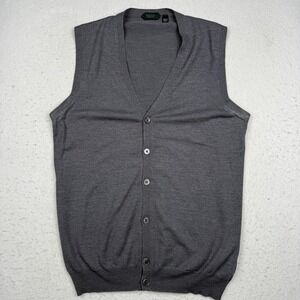 Zanone Sweater Vest Mens 52 Gray Virgin Wool Flexwool V Neck Button Knit